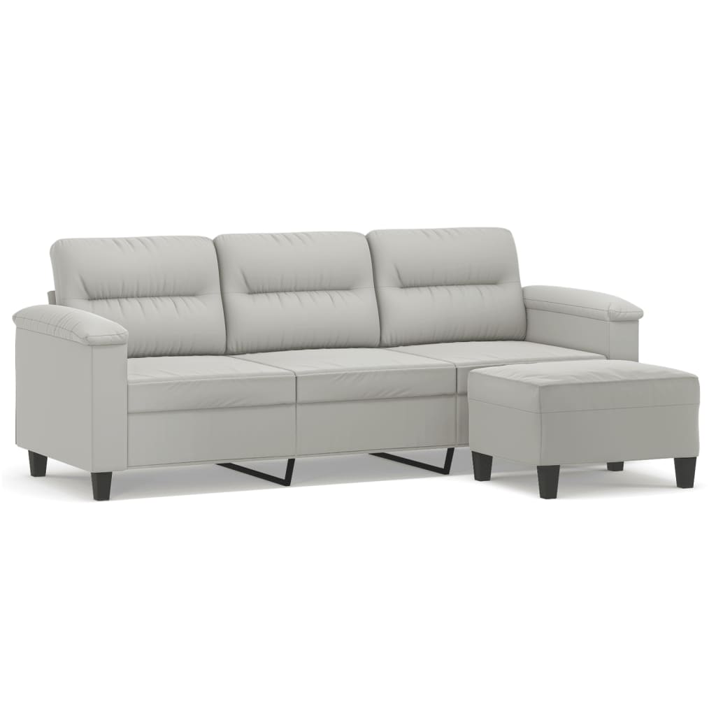 vidaXL Canapea cu 3 locuri și taburet, gri închis, 180 cm, microfibră vidaXL Canapea cu 3 locuri și taburet, gri închis, 180 cm, microfibră