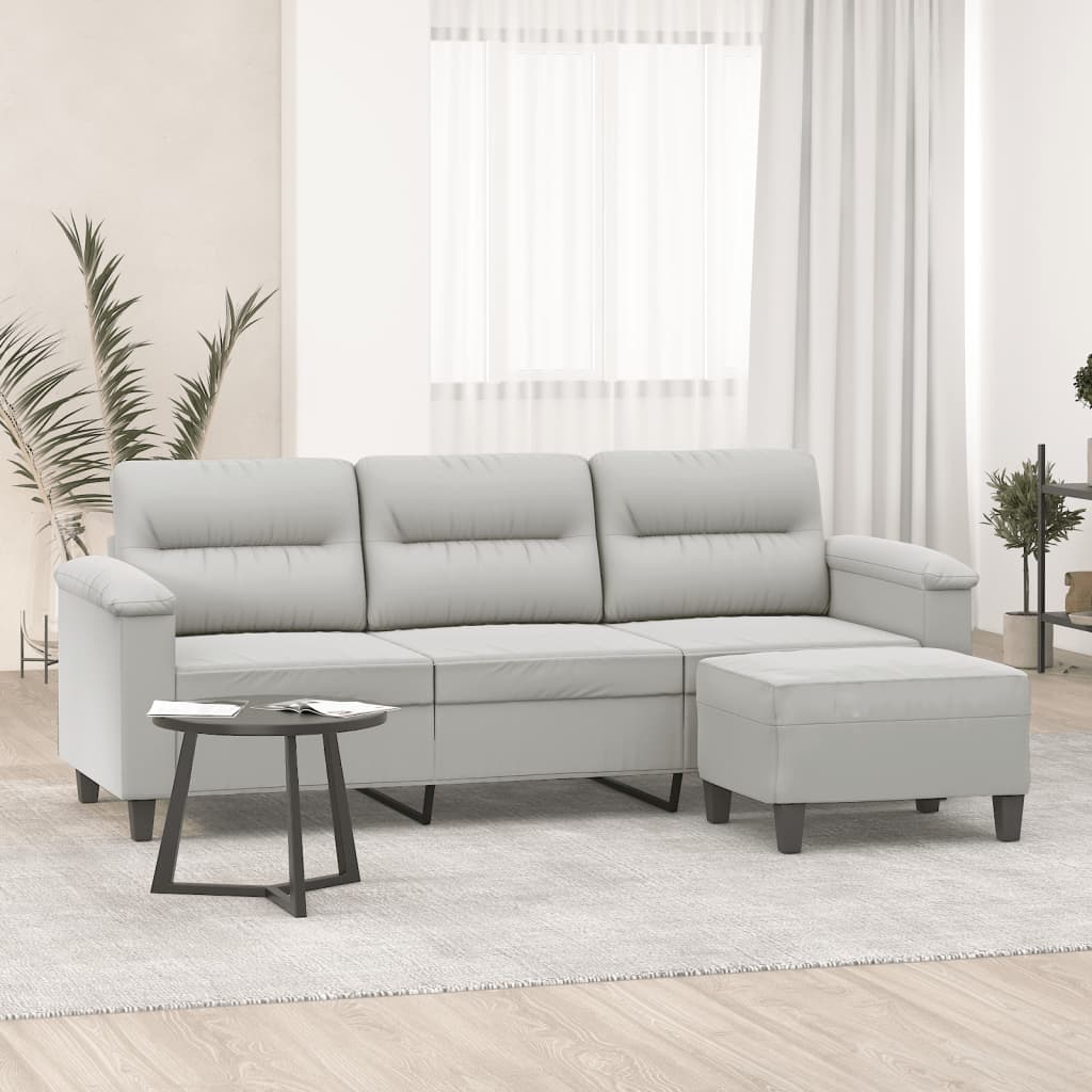 vidaXL Canapea cu 3 locuri și taburet, gri închis, 180 cm, microfibră vidaXL Canapea cu 3 locuri și taburet, gri închis, 180 cm, microfibră