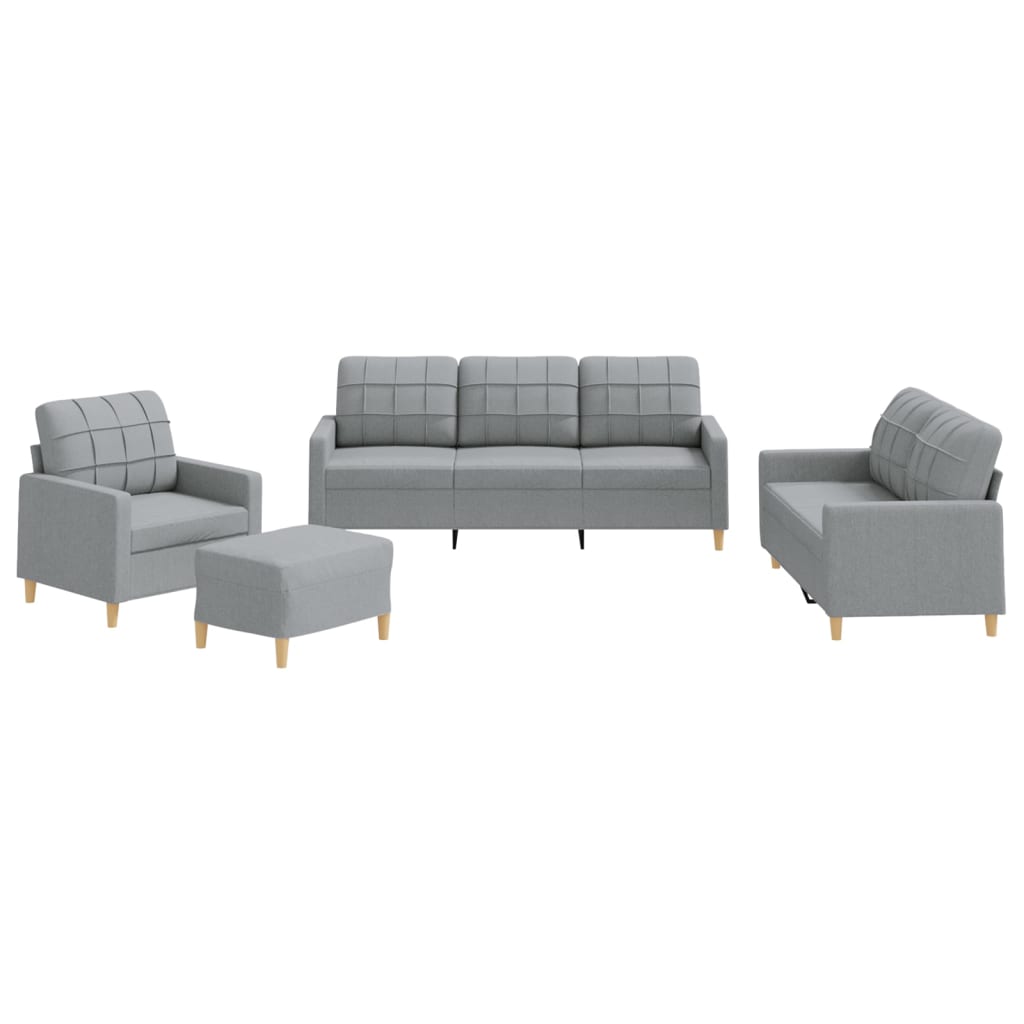 vidaXL Set de canapele cu perne, 4 piese, gri deschis, textil vidaXL Set de canapele cu perne, 4 piese, gri deschis, textil