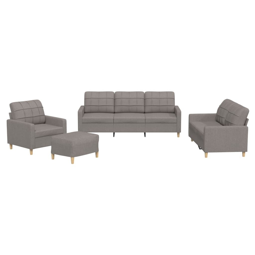 vidaXL Set de canapea cu perne, 4 piese, gri taupe, material textil vidaXL Set de canapea cu perne, 4 piese, gri taupe, material textil