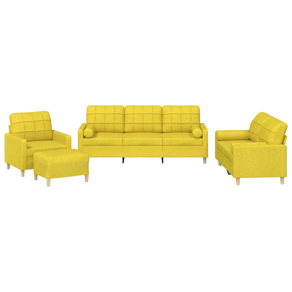 vidaXL Set de canapele cu perne, 4 piese, galben deschis, textil vidaXL Set de canapele cu perne, 4 piese, galben deschis, textil