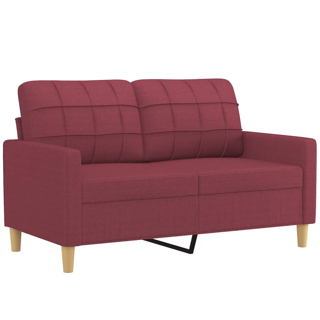 vidaXL Set canapea cu perne, 3 piese, roșu vin, material textil