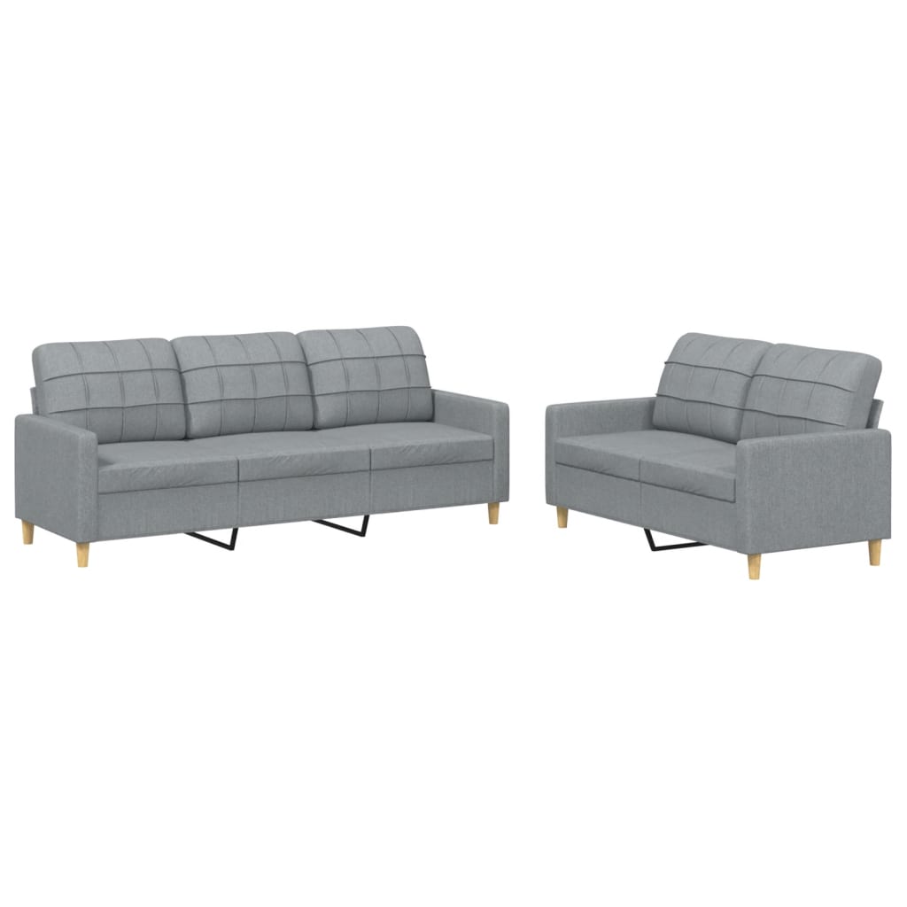 vidaXL Set de canapele cu perne, 2 piese, gri deschis, textil vidaXL Set de canapele cu perne, 2 piese, gri deschis, textil