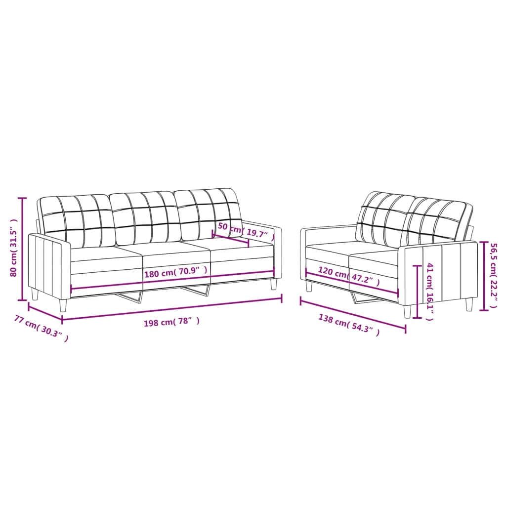 vidaXL Set canapea cu perne, 2 piese, roșu vin, material textil