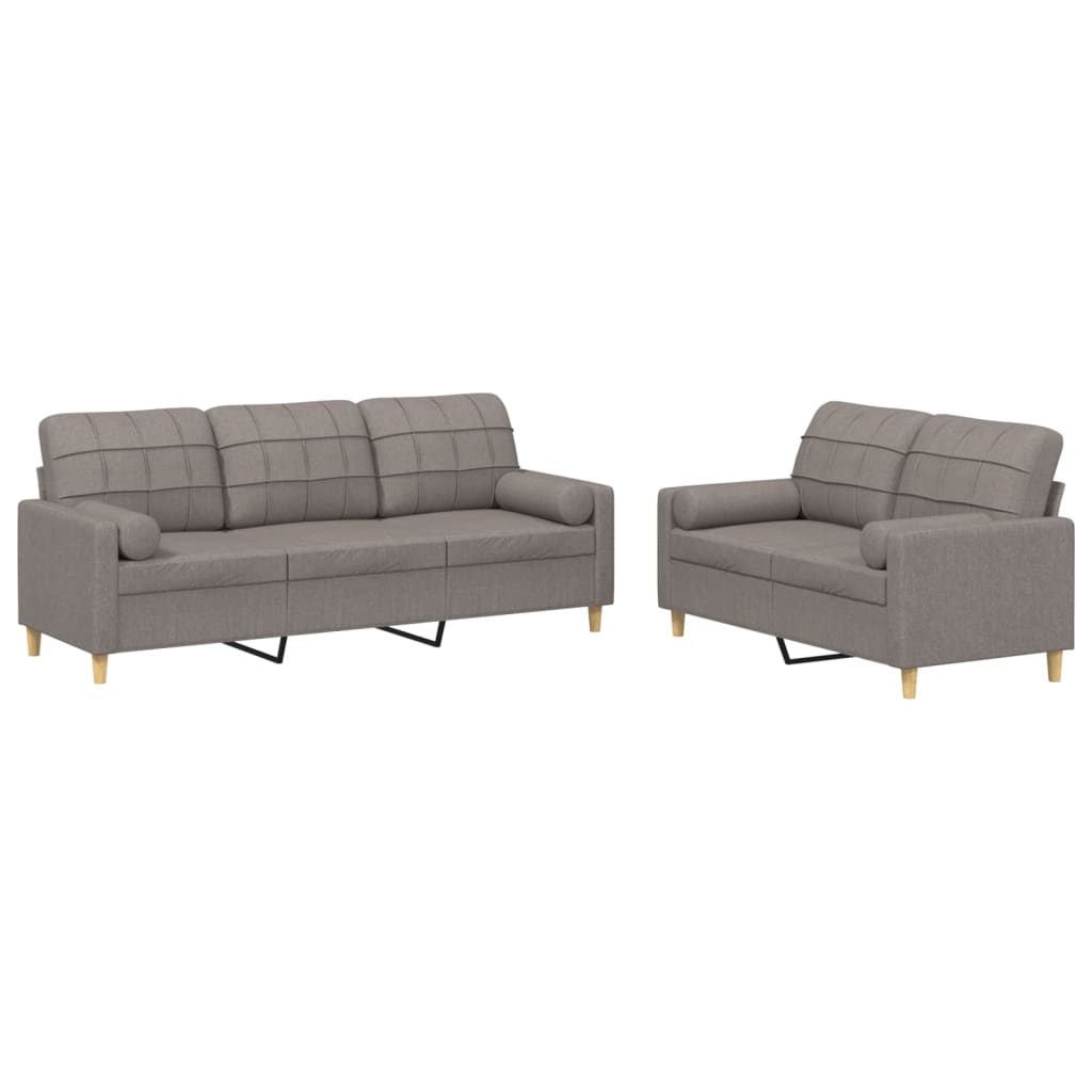 vidaXL Set de canapele cu perne, 2 piese, gri taupe, textil