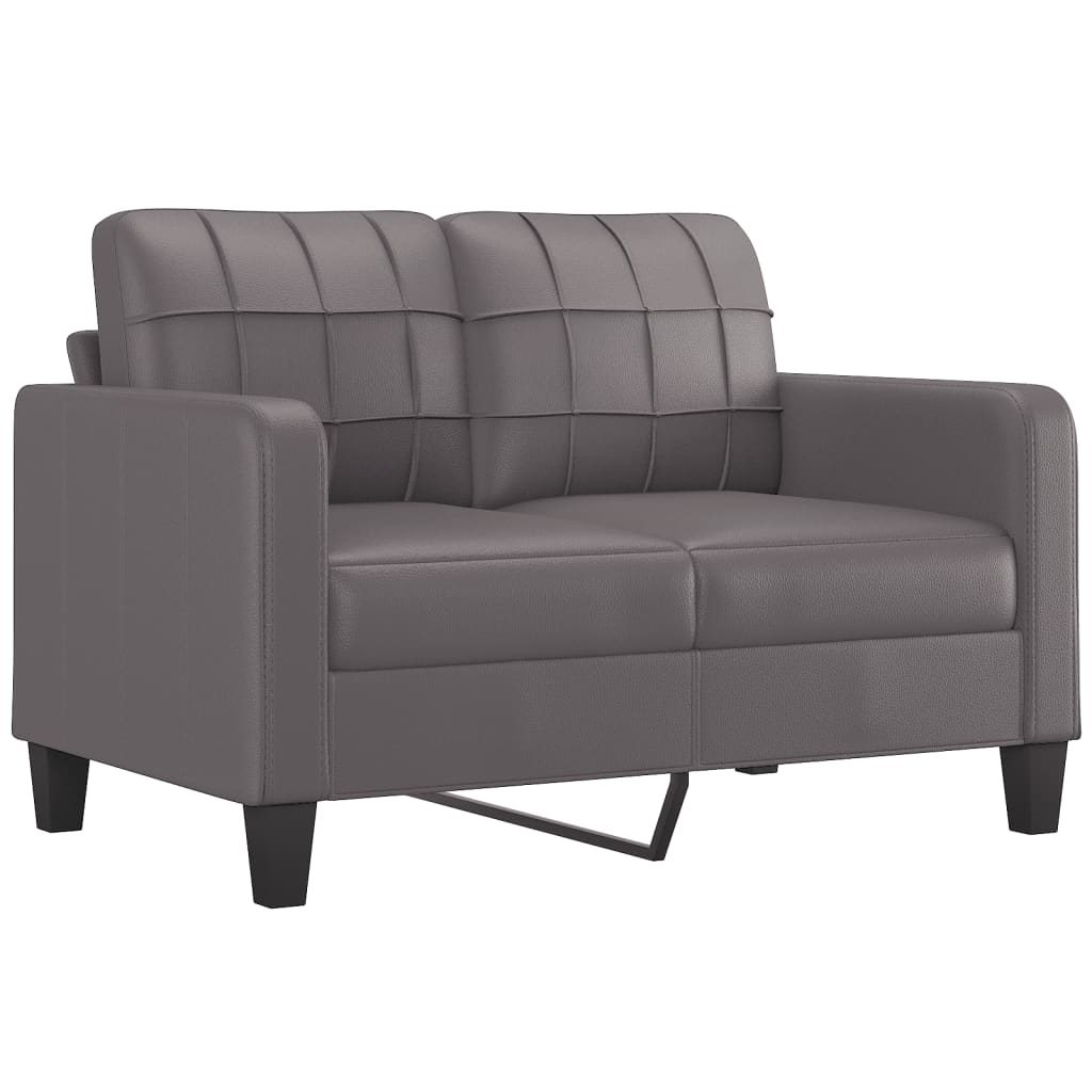vidaXL Set de canapele cu perne, 3 piese, gri, piele ecologică vidaXL Set de canapele cu perne, 3 piese, gri, piele ecologică