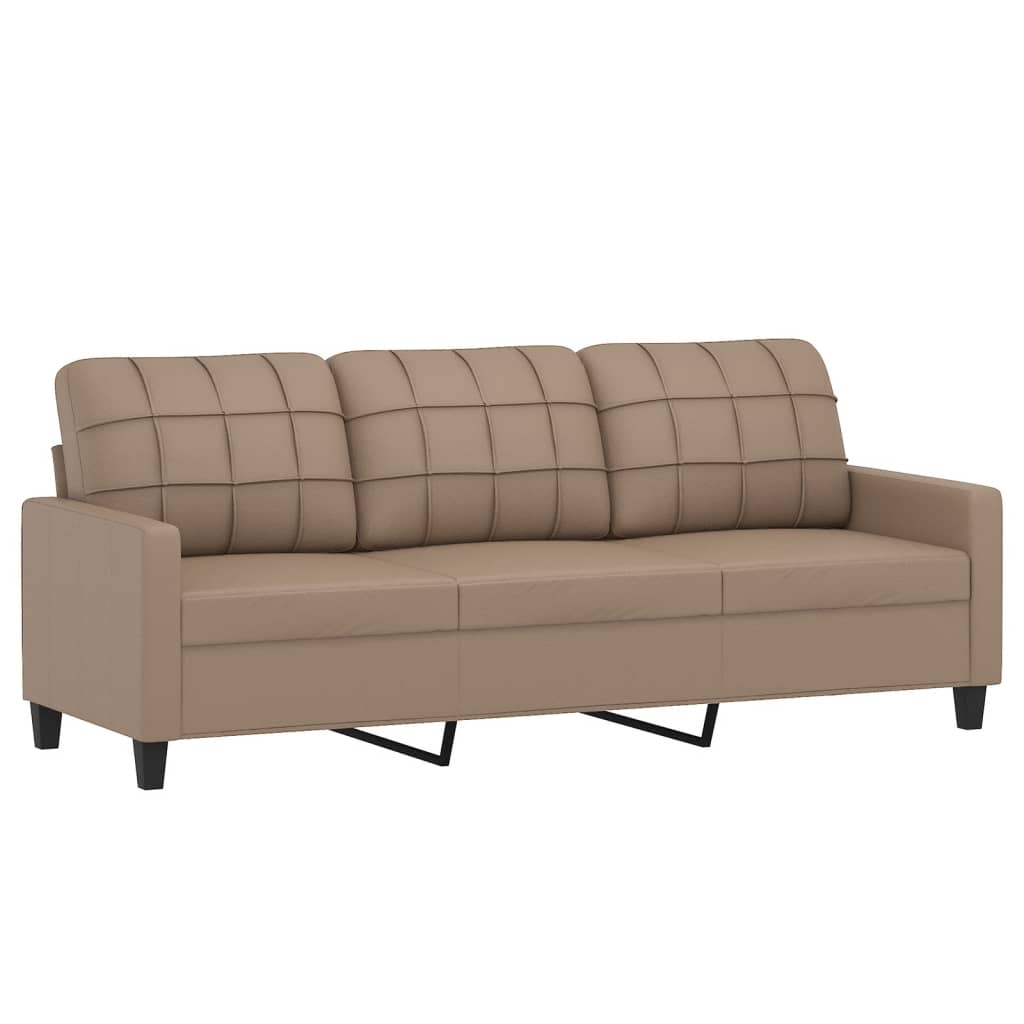 vidaXL Set de canapele cu perne, 3 piese, cappuccino, piele ecologică vidaXL Set de canapele cu perne, 3 piese, cappuccino, piele ecologică