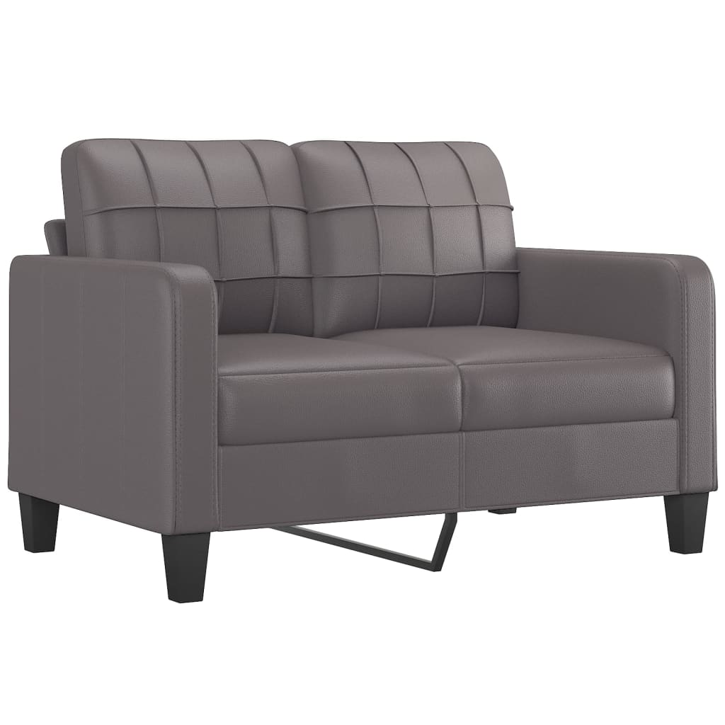 vidaXL Set de canapele cu perne, 4 piese, gri, piele ecologică