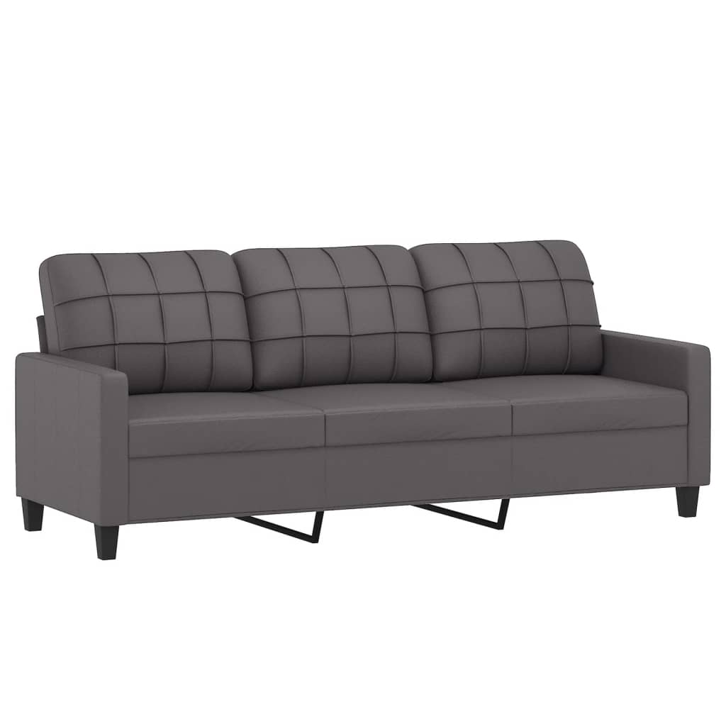 vidaXL Set de canapele cu perne, 4 piese, gri, piele ecologică