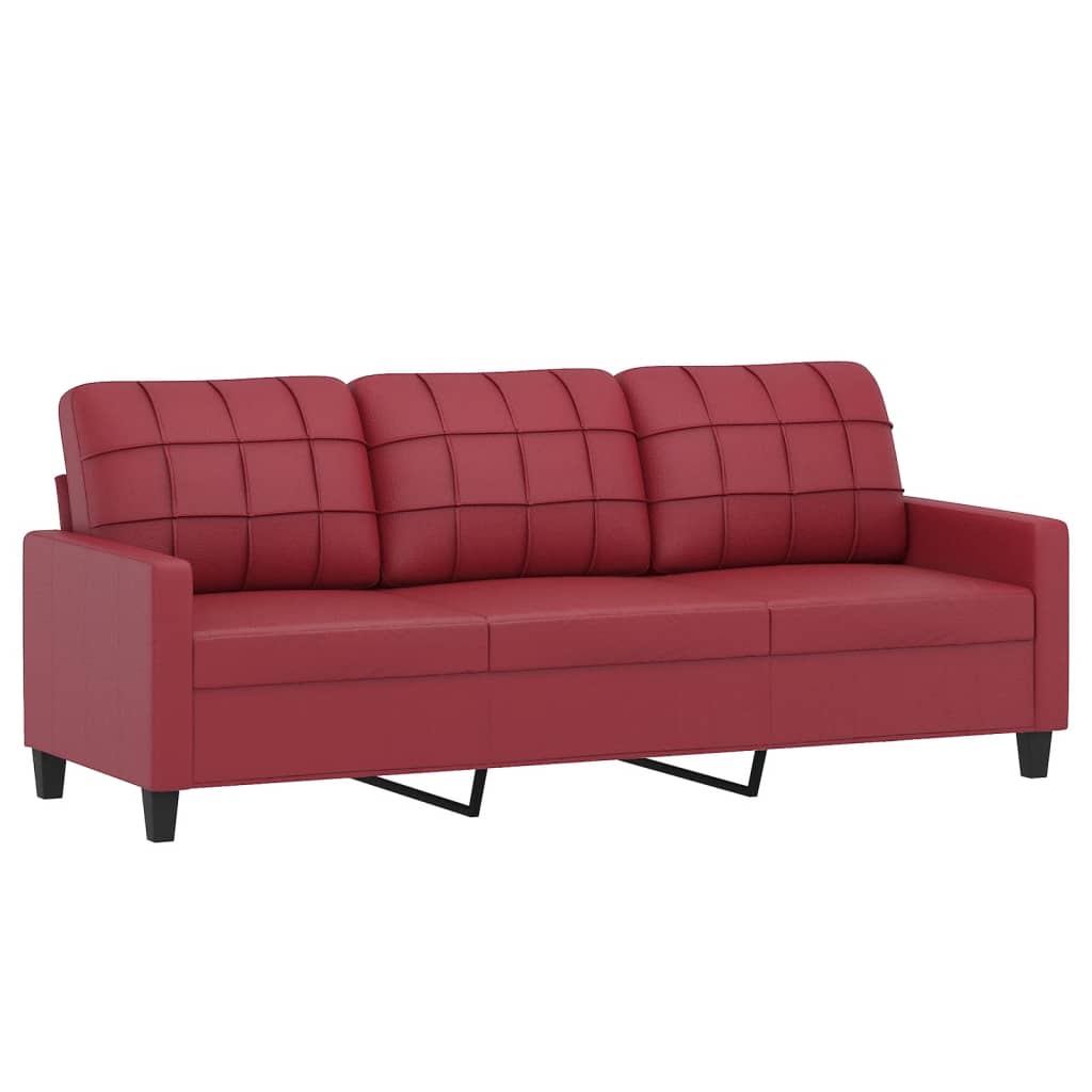 vidaXL Set de canapele cu perne, 4 piese, roșu vin, piele ecologică vidaXL Set de canapele cu perne, 4 piese, roșu vin, piele ecologică