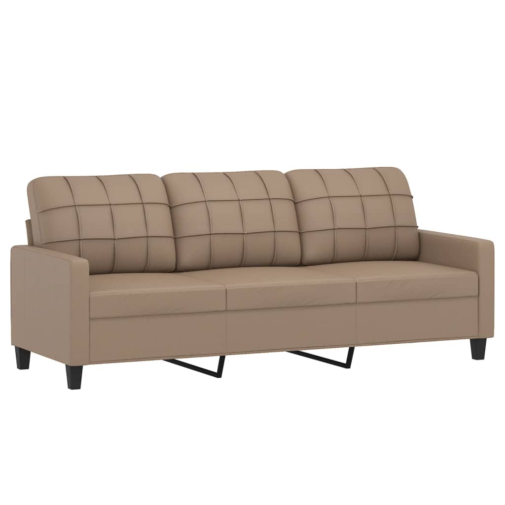 vidaXL Set de canapele cu perne, 4 piese, cappuccino, piele ecologică vidaXL Set de canapele cu perne, 4 piese, cappuccino, piele ecologică