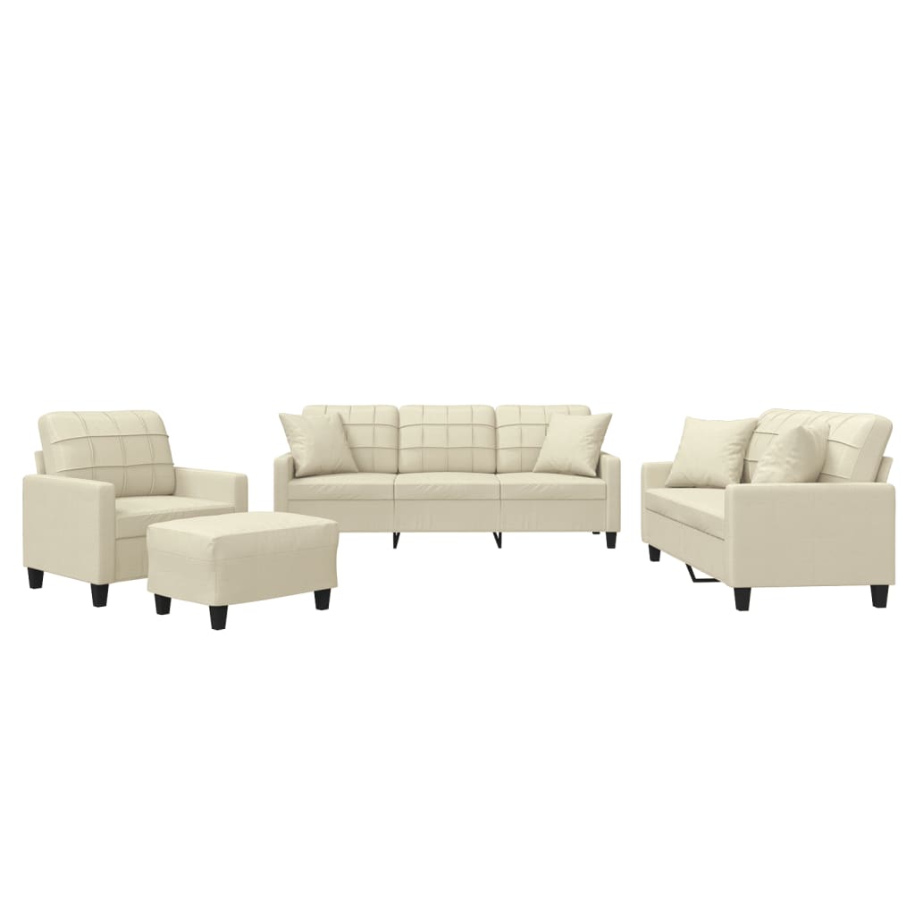 vidaXL Set de canapele cu perne, 4 piese, crem, piele ecologică vidaXL Set de canapele cu perne, 4 piese, crem, piele ecologică