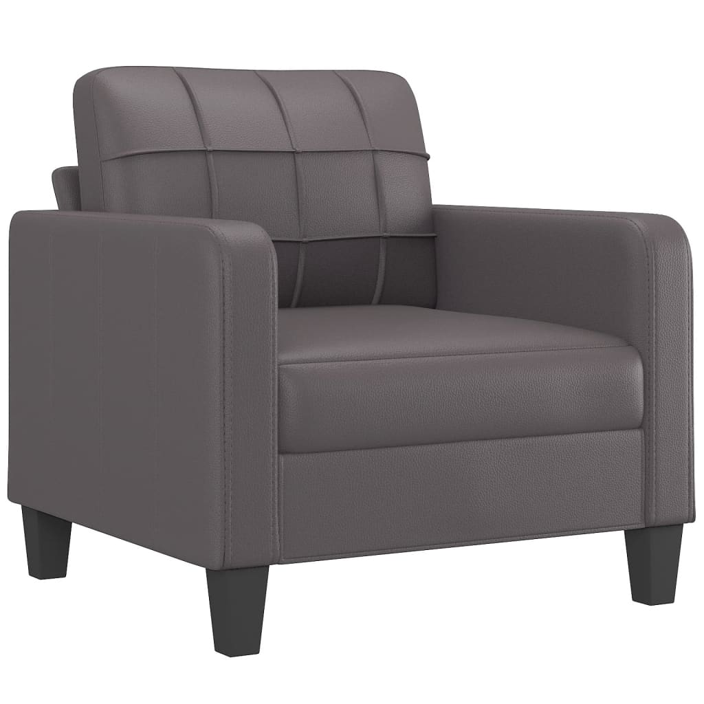 vidaXL Set de canapele cu perne, 4 piese, gri, piele ecologică