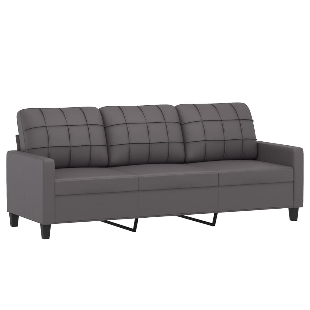vidaXL Set de canapele cu perne, 4 piese, gri, piele ecologică