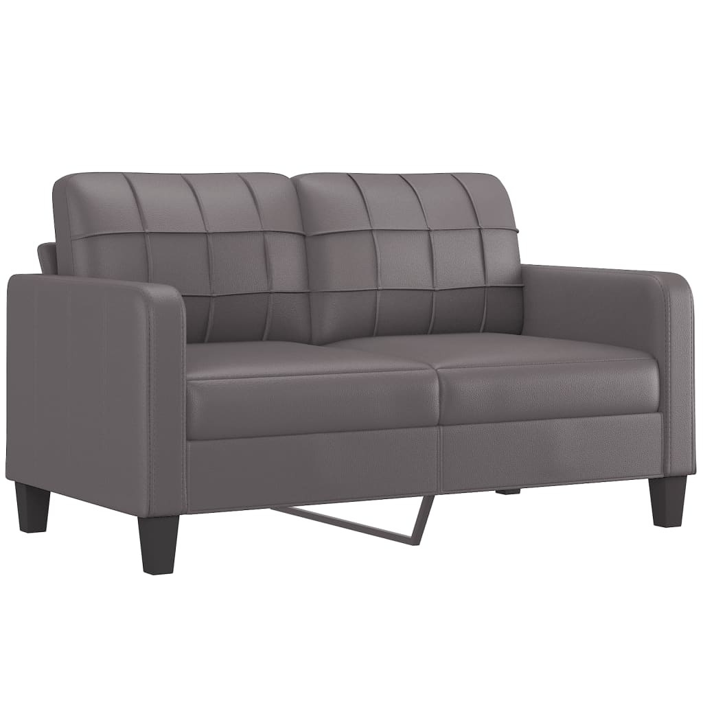 vidaXL Set de canapele cu perne, 2 piese, gri, piele ecologică