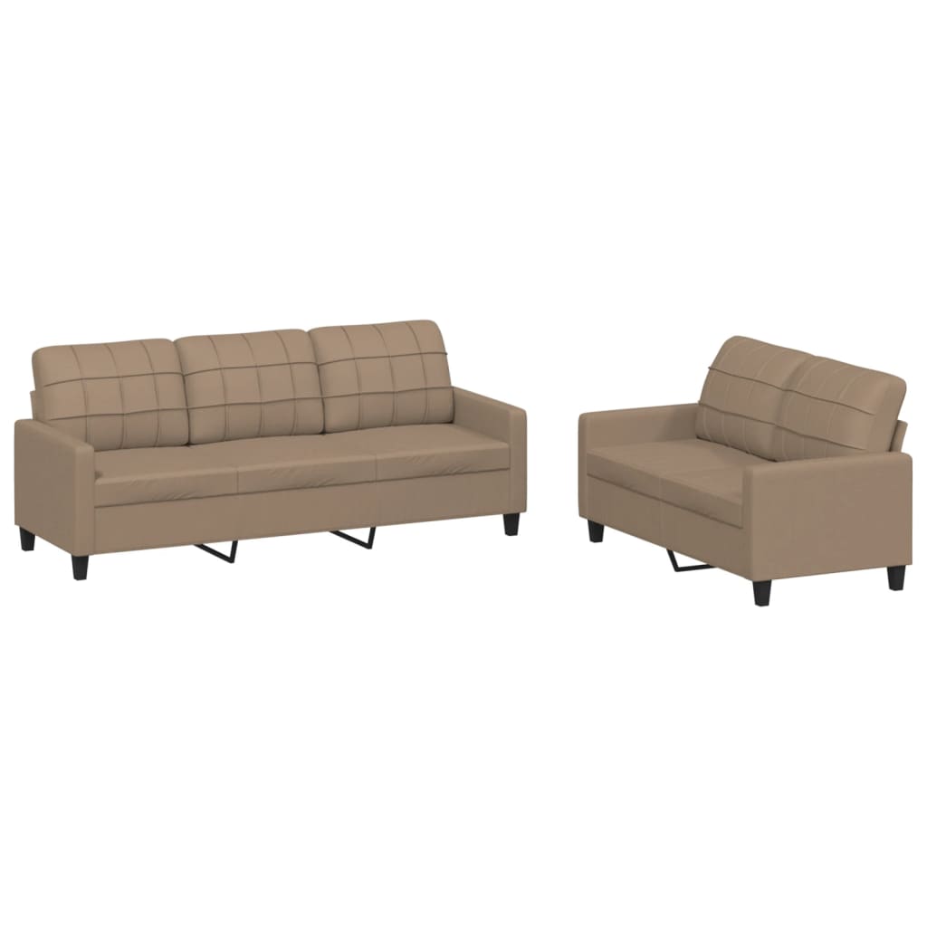 vidaXL Set de canapele cu perne, 2 piese, cappuccino, piele ecologică