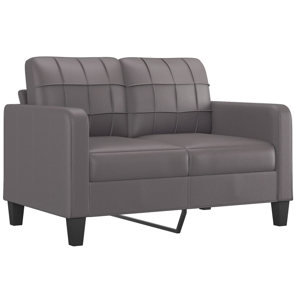 vidaXL Set de canapele cu perne, 3 piese, gri, piele ecologică vidaXL Set de canapele cu perne, 3 piese, gri, piele ecologică