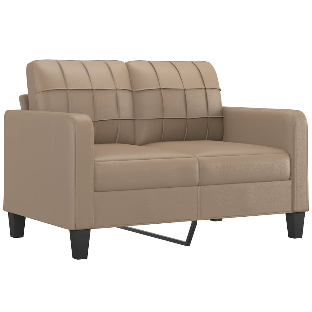 vidaXL Set de canapele cu perne, 3 piese, cappuccino, piele ecologică vidaXL Set de canapele cu perne, 3 piese, cappuccino, piele ecologică