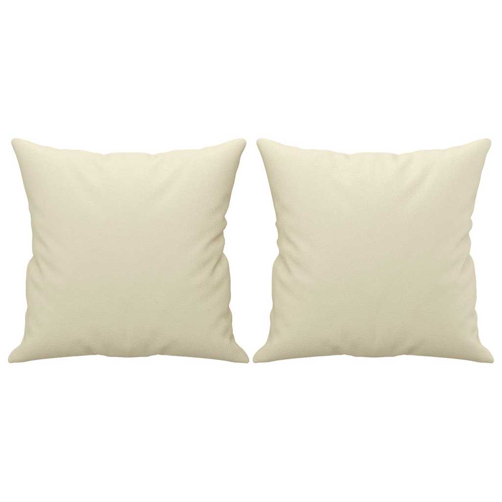 vidaXL Set de canapele cu perne, 2 piese, crem, piele ecologică