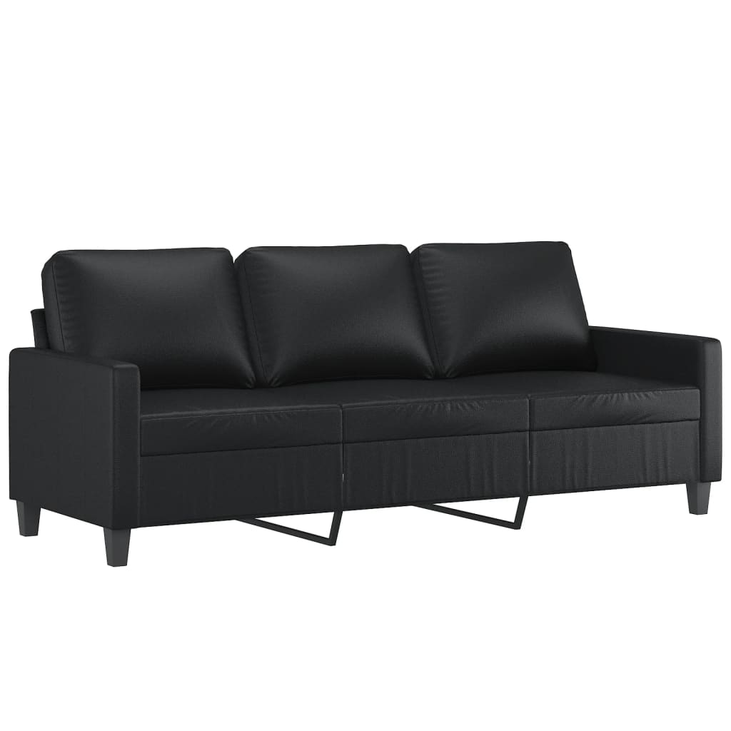 vidaXL Set de canapele cu perne, 3 piese, negru, piele ecologică vidaXL Set de canapele cu perne, 3 piese, negru, piele ecologică
