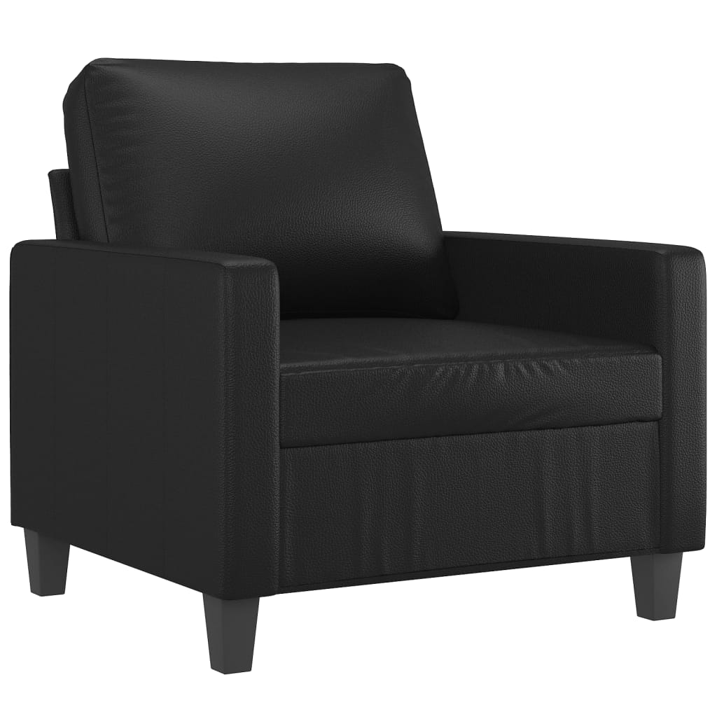 vidaXL Set de canapele cu perne, 4 piese, negru, piele ecologică