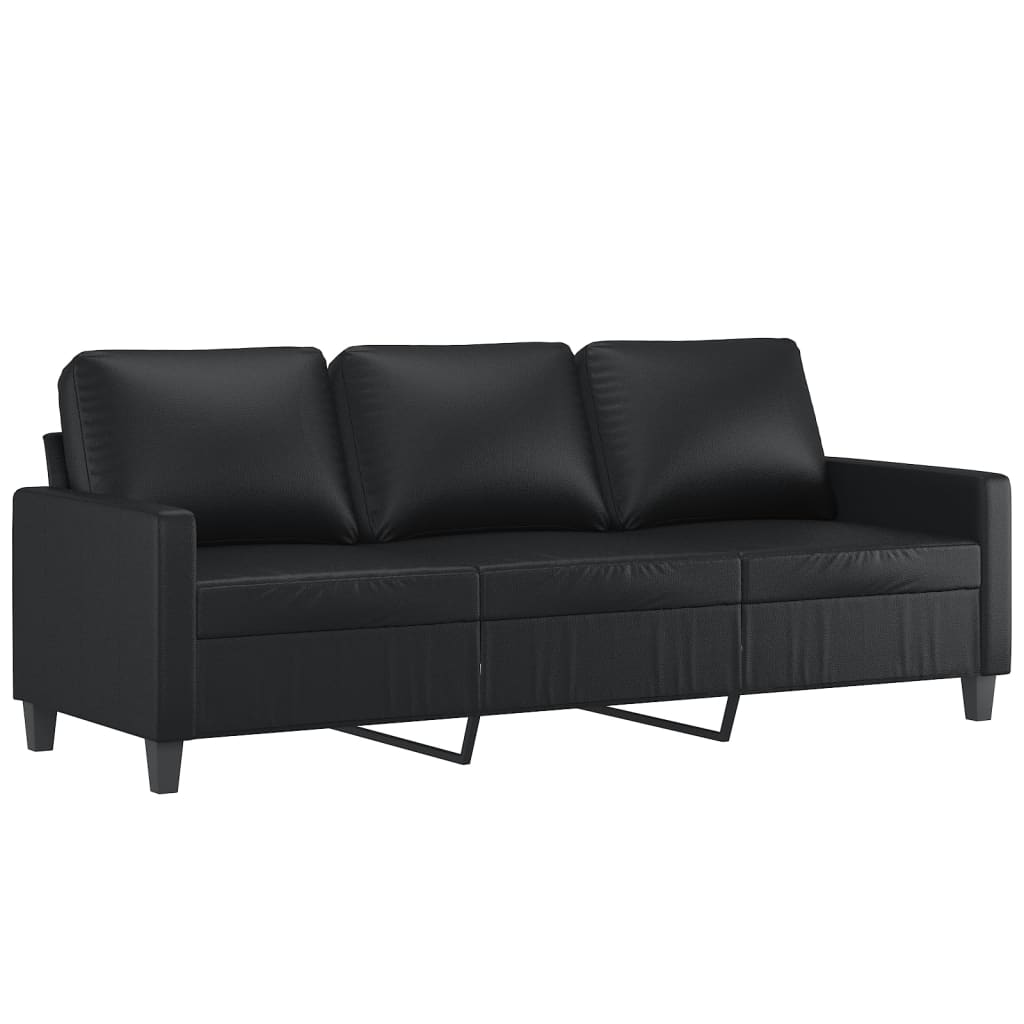 vidaXL Set de canapele cu perne, 4 piese, negru, piele ecologică