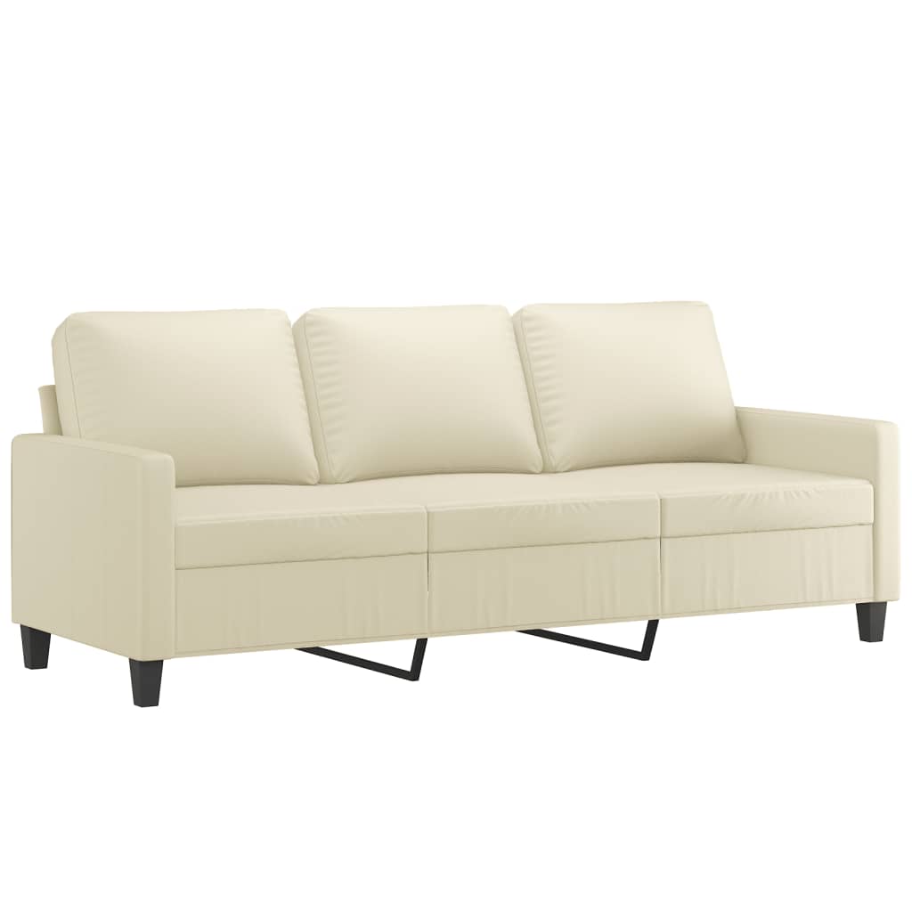 vidaXL Set de canapele cu perne, 4 piese, crem, piele ecologică