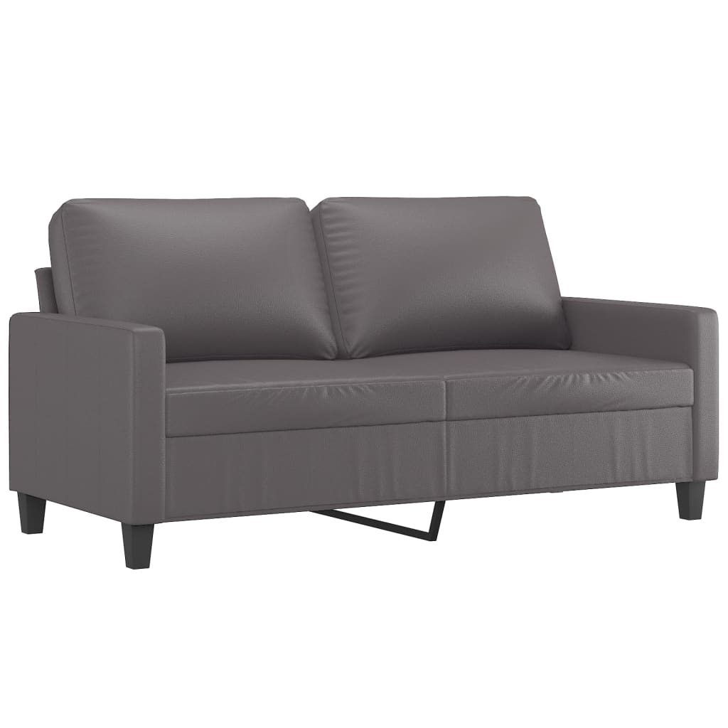 vidaXL Set de canapele cu perne, 2 piese, gri, piele ecologică