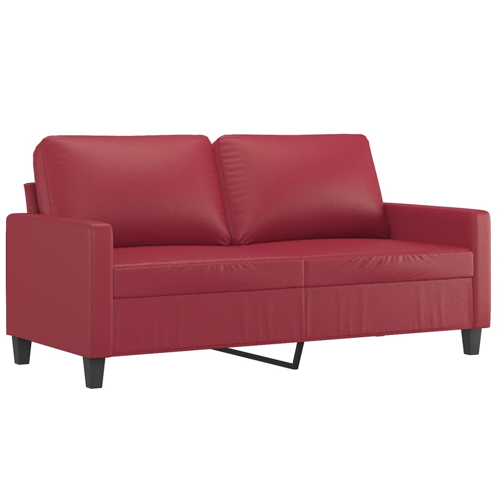 vidaXL Set de canapele cu perne, 2 piese, roșu vin, piele ecologică vidaXL Set de canapele cu perne, 2 piese, roșu vin, piele ecologică