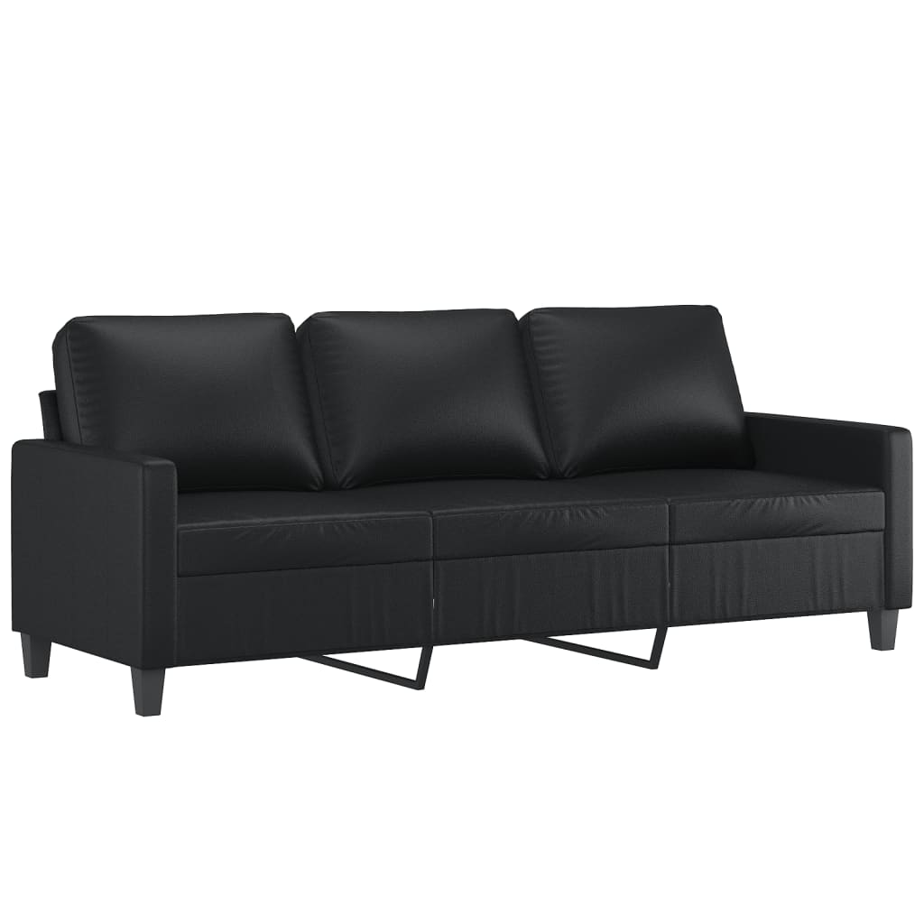 vidaXL Set de canapele cu perne, 2 piese, negru, piele ecologică