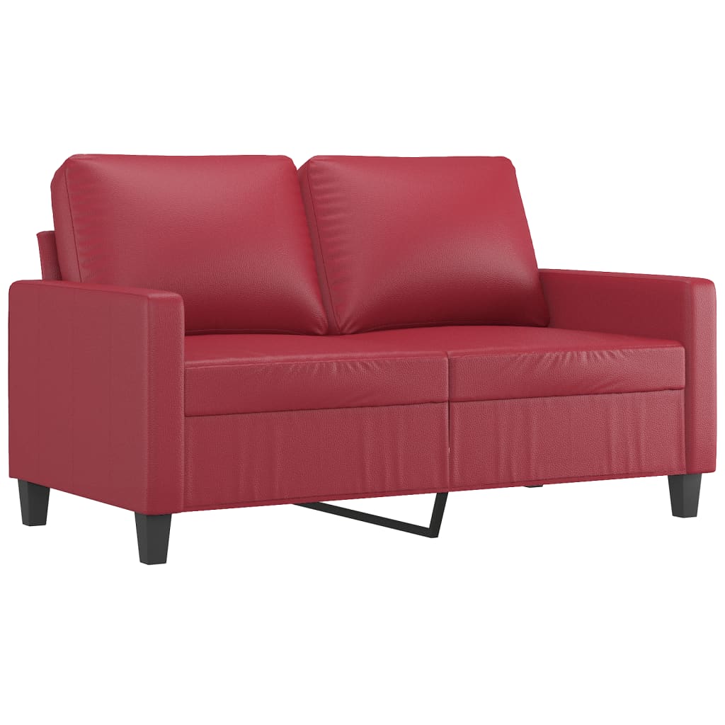 vidaXL Set de canapele cu perne, 2 piese, roșu vin, piele ecologică