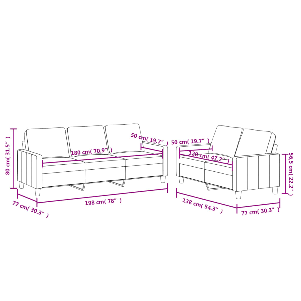 vidaXL Set de canapele cu perne, 2 piese, roșu vin, piele ecologică