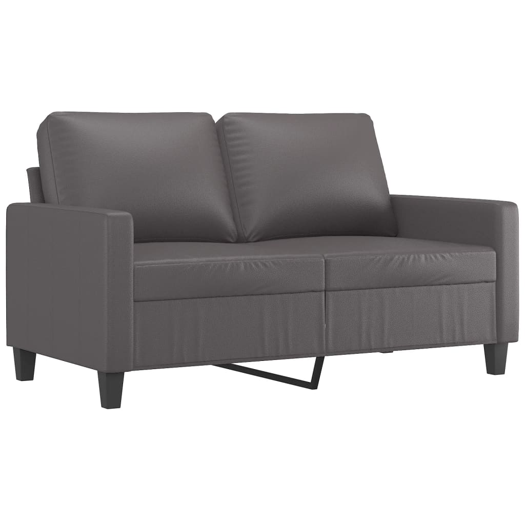 vidaXL Set de canapele cu perne, 3 piese, gri, piele ecologică vidaXL Set de canapele cu perne, 3 piese, gri, piele ecologică