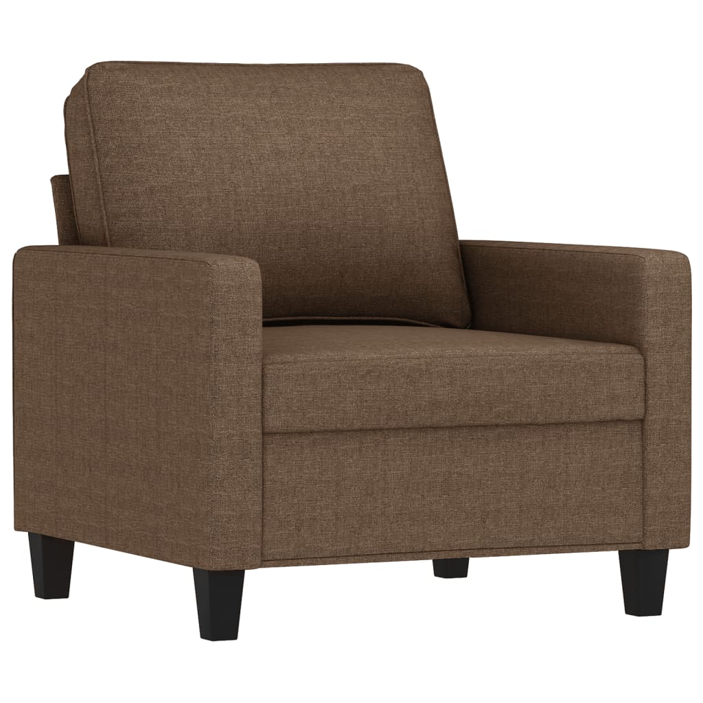 vidaXL Set de canapele cu perne, 3 piese, maro, textil vidaXL Set de canapele cu perne, 3 piese, maro, textil