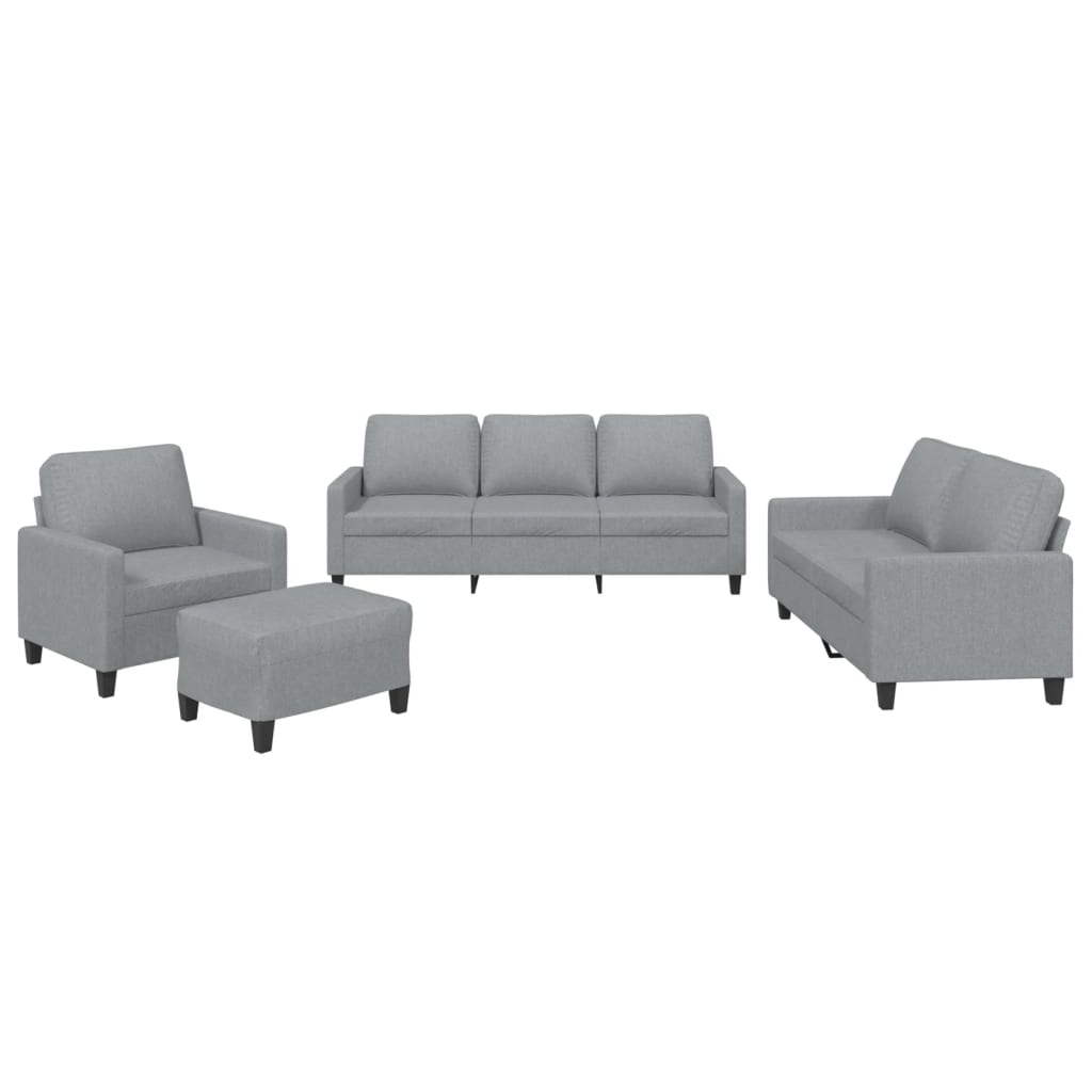 vidaXL Set de canapele cu perne, 4 piese, gri deschis, textil vidaXL Set de canapele cu perne, 4 piese, gri deschis, textil
