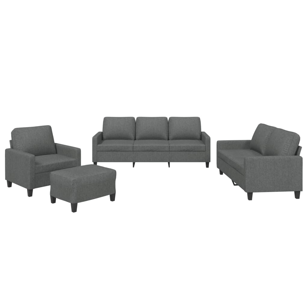 vidaXL Set de canapele cu perne, 4 piese, gri închis, textil