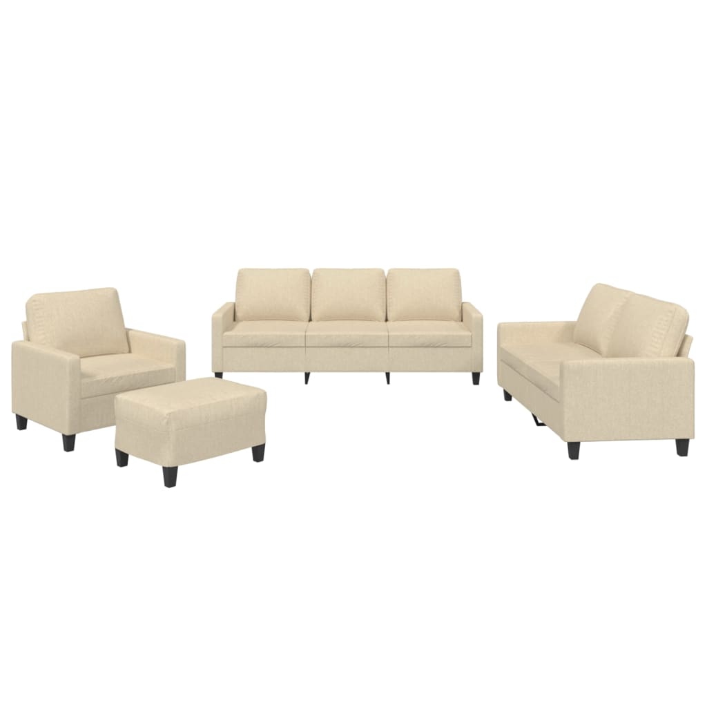 vidaXL Set de canapele cu perne, 4 piese, crem, textil vidaXL Set de canapele cu perne, 4 piese, crem, textil