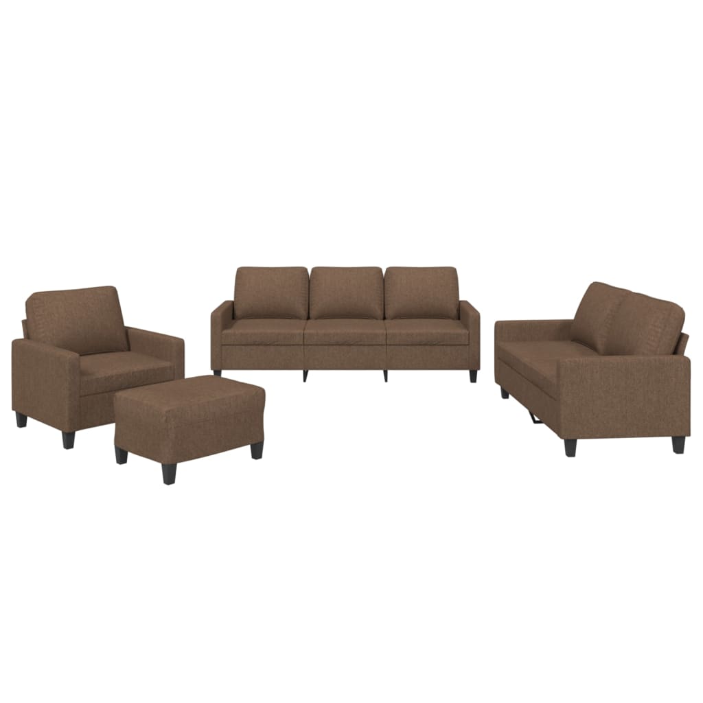 vidaXL Set de canapele cu perne, 4 piese, maro, textil vidaXL Set de canapele cu perne, 4 piese, maro, textil