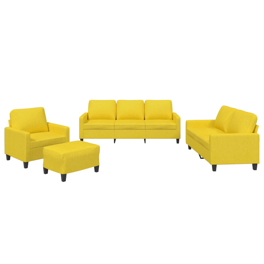 vidaXL Set de canapele cu perne, 4 piese, galben deschis, textil vidaXL Set de canapele cu perne, 4 piese, galben deschis, textil