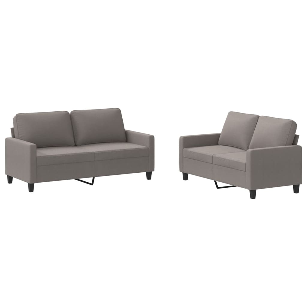 vidaXL Set de canapea cu perne, 2 piese, gri taupe, material textil vidaXL Set de canapea cu perne, 2 piese, gri taupe, material textil