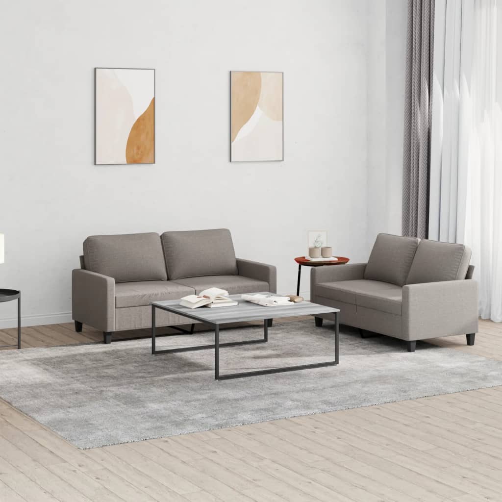 vidaXL Set de canapea cu perne, 2 piese, gri taupe, material textil vidaXL Set de canapea cu perne, 2 piese, gri taupe, material textil