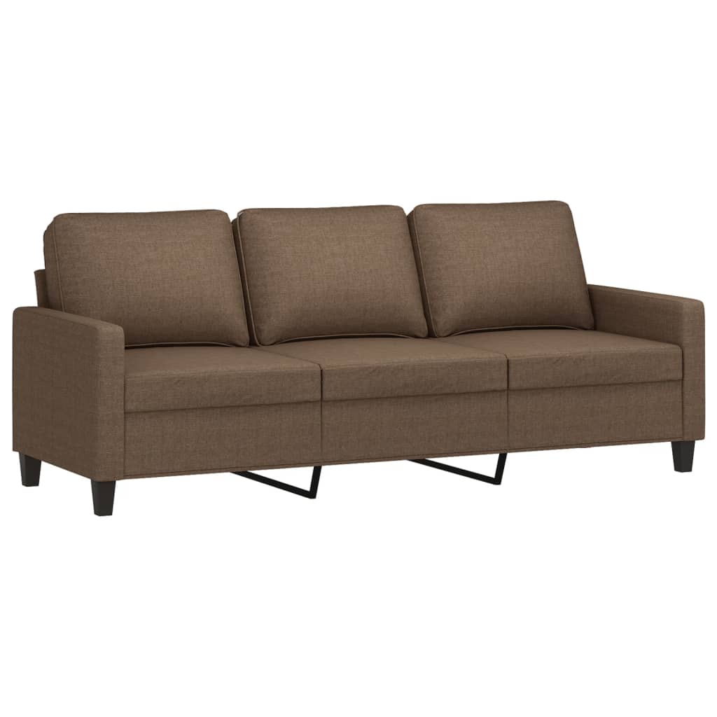 vidaXL Set de canapele cu perne, 3 piese, maro, textil vidaXL Set de canapele cu perne, 3 piese, maro, textil