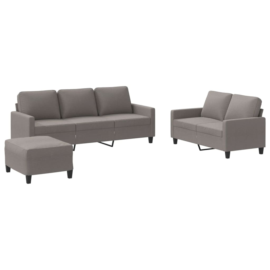 vidaXL Set de canapea cu perne, 3 piese, gri taupe, material textil vidaXL Set de canapea cu perne, 3 piese, gri taupe, material textil
