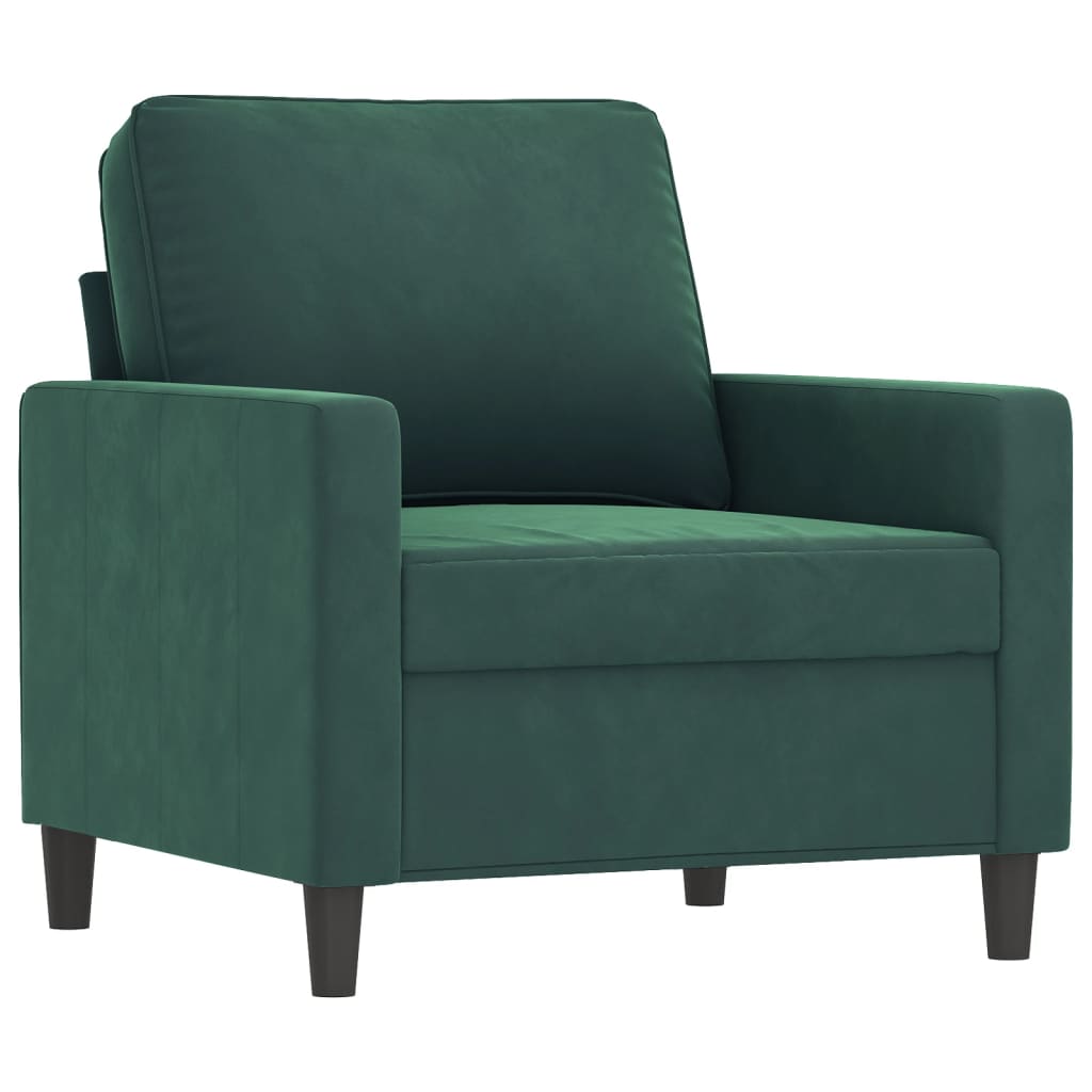vidaXL Set de canapele cu perne, 3 piese, verde închis, catifea vidaXL Set de canapele cu perne, 3 piese, verde închis, catifea