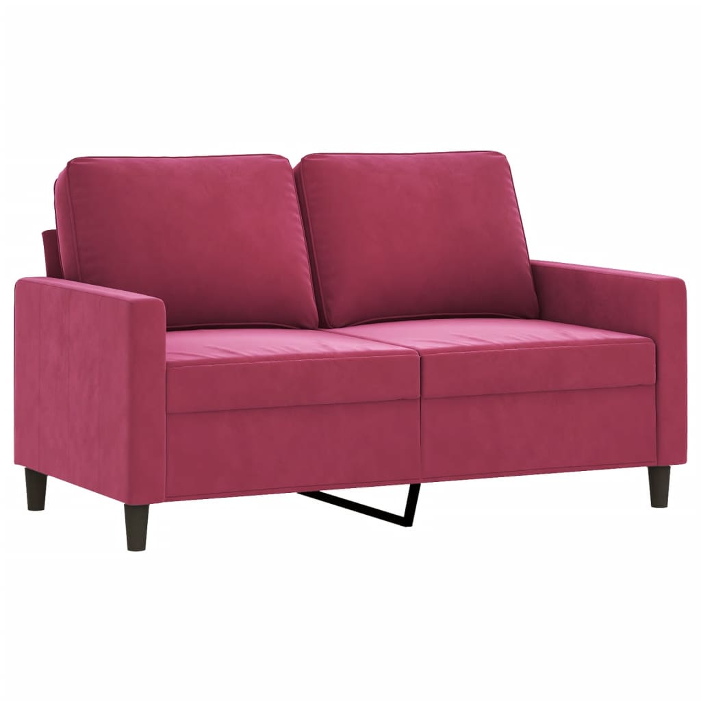 vidaXL Set canapea cu perne, 3 piese, roșu vin, catifea