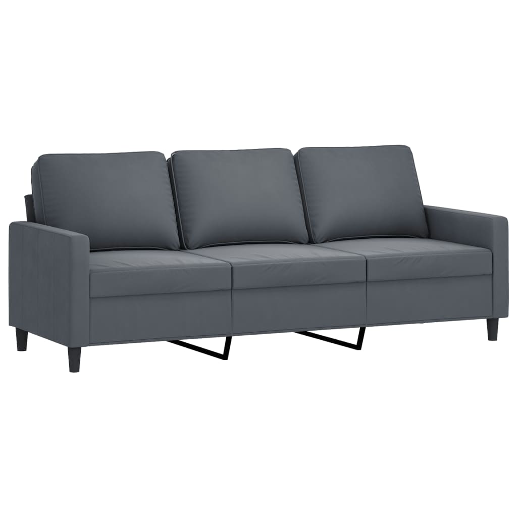 vidaXL Set de canapele cu perne, 4 piese, gri închis, catifea