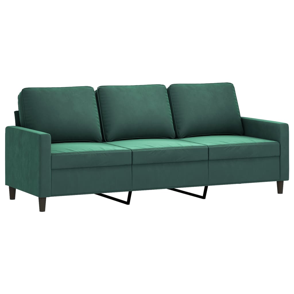 vidaXL Set de canapele cu perne, 4 piese, verde închis, catifea