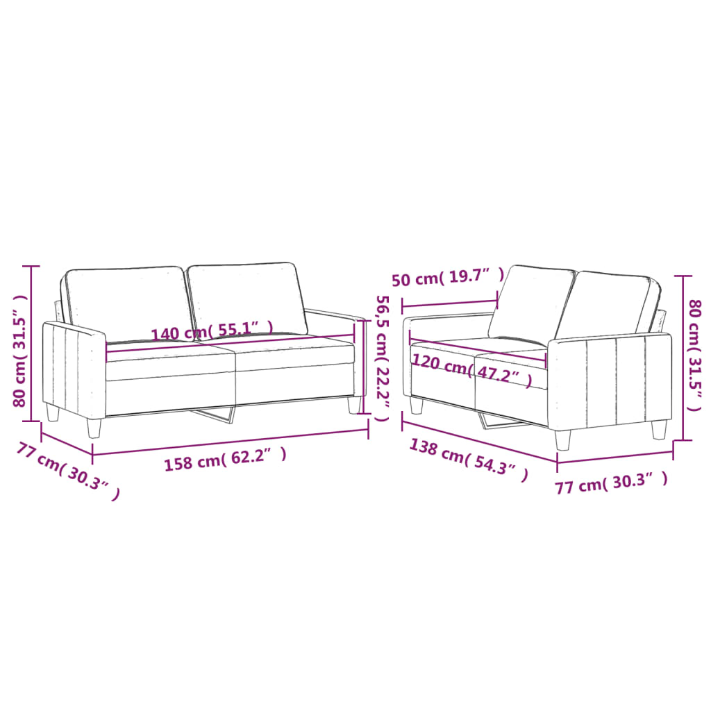 vidaXL Set de canapele cu perne, 2 piese, roz, catifea vidaXL Set de canapele cu perne, 2 piese, roz, catifea