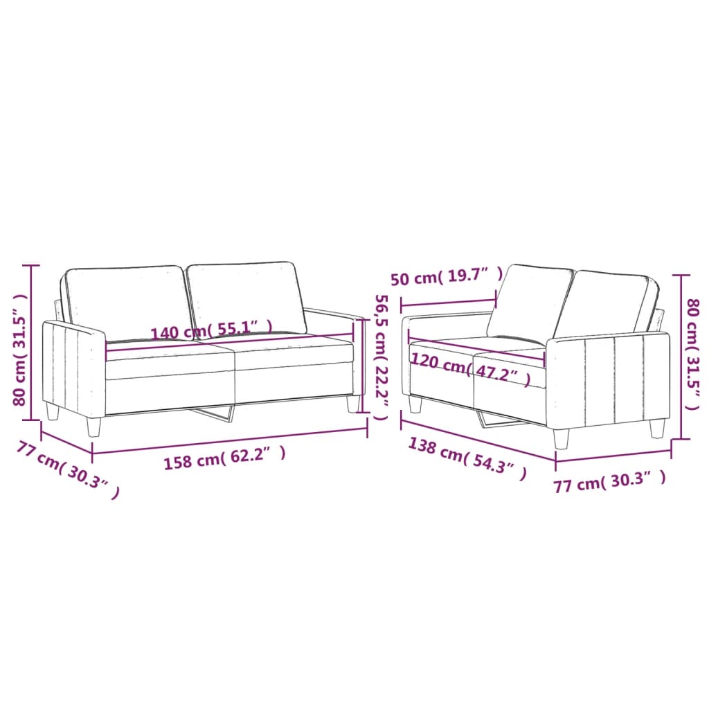 vidaXL Set de canapele cu perne, 2 piese, galben, catifea
