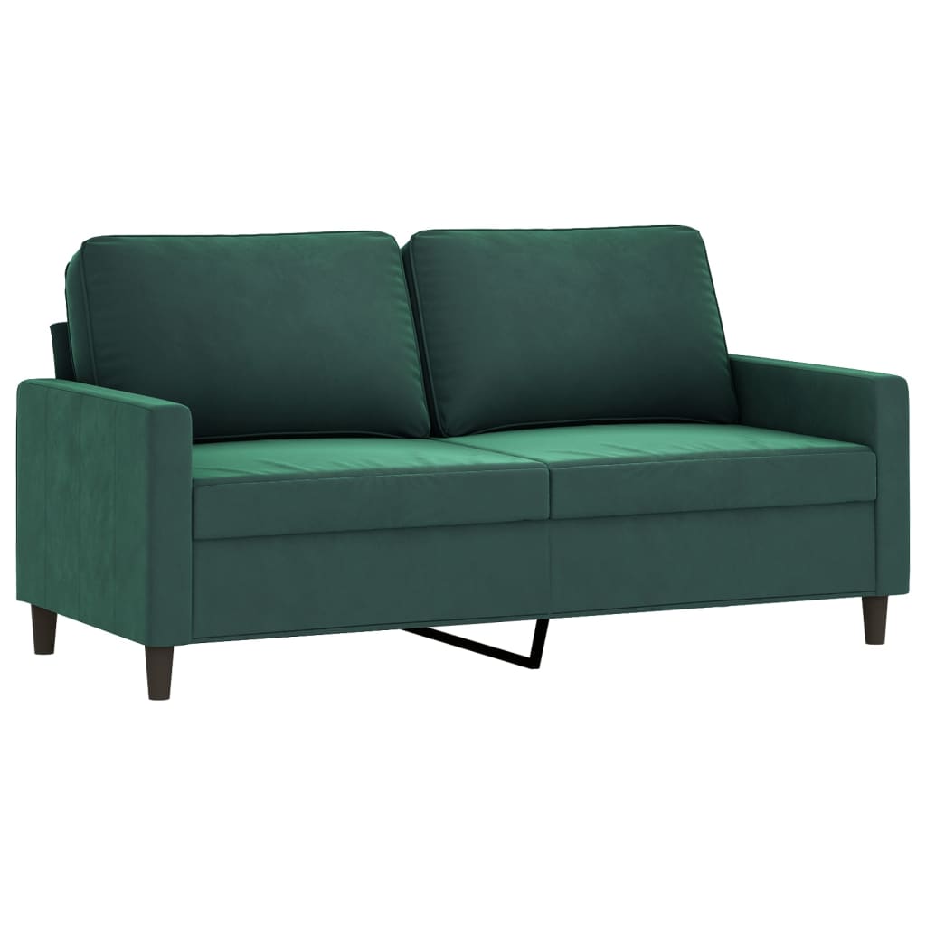 vidaXL Set de canapele cu perne, 3 piese, verde închis, catifea vidaXL Set de canapele cu perne, 3 piese, verde închis, catifea